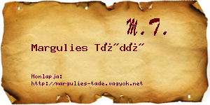 Margulies Tádé névjegykártya